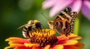 pngtree-bee-and-butterfly-on-colorful-flower-in-garden-with-blurred-background-image_21068813.webp